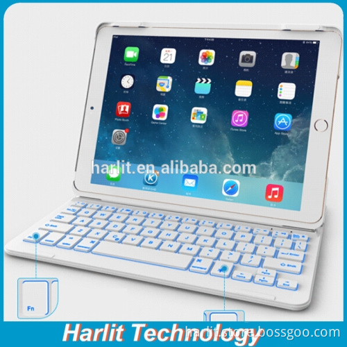 Whole Sale Bluetooth Keyboard Case for iPad Air 2 With Back Light New Design Magnet Bluetooth Keyboard For iPad White Color